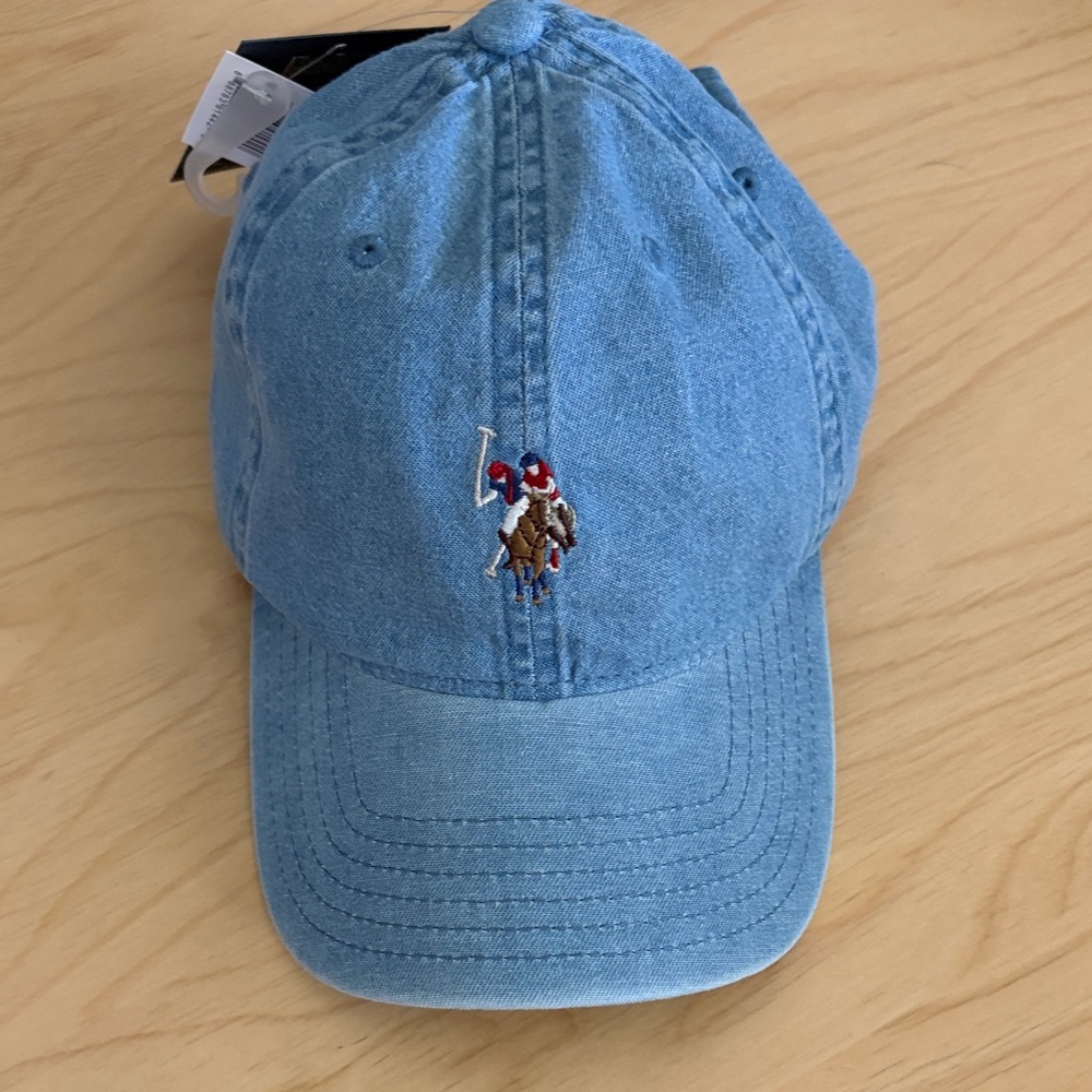 U.S. Polo Assn. Light Blue Denim Baseball Cap with Embroidered Polo Player